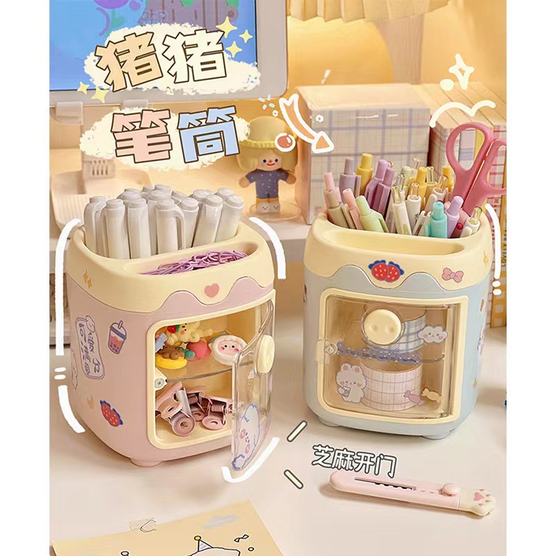 Pen Holder Creative Pen Holder Multi-Functional Cute Pen Holder With Drawer Pen Holder
