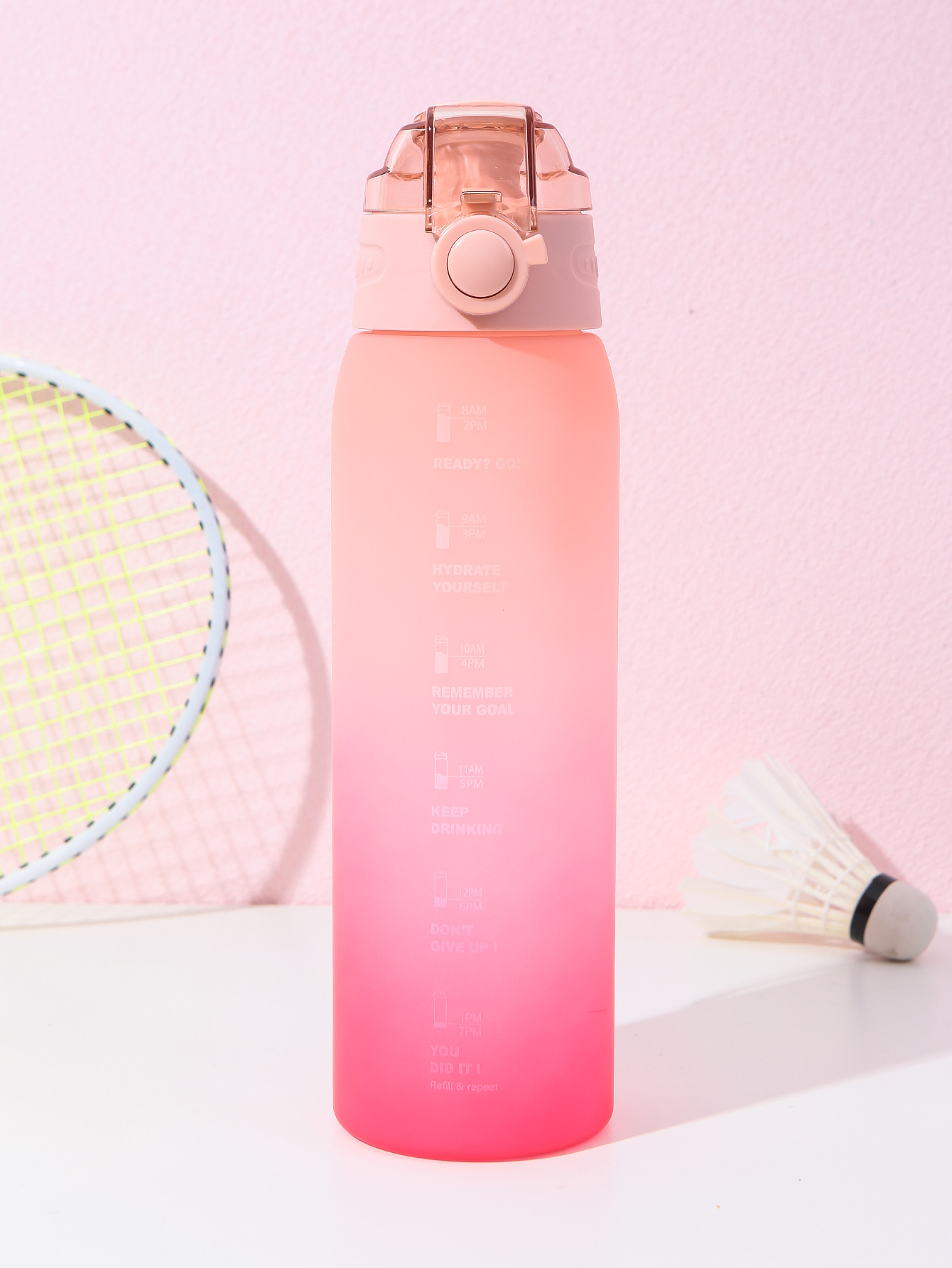 New fashion small mouth straight drink gradual change color jump cover with rope sports portable colorful space straight drink plastic cup export thumbnail