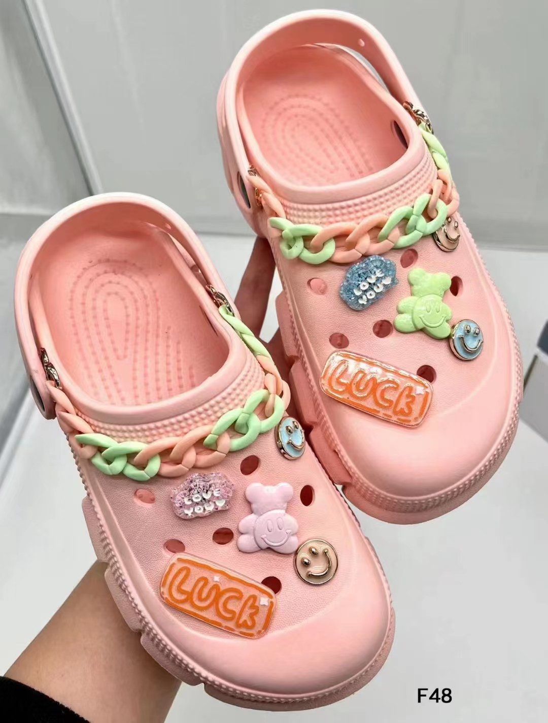 Crocs Korean version of loafers women's summer soft sole loafers thick sole loafers fashion increase network red slippers women's thick heel loafers vamp heavy industry thumbnail