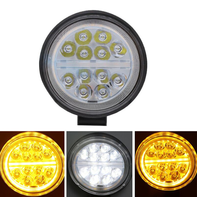 Suv Wrangler truck truck headlights refit new LED circular work light long range three-line two-color LED bright headlights H type one font type Mercedes cross type work light automotive supplies