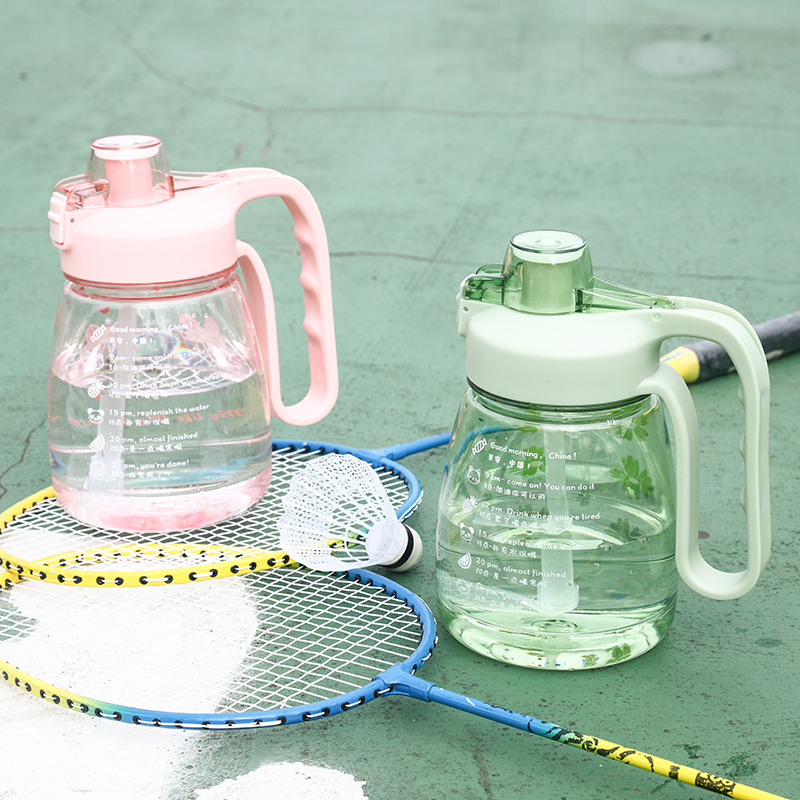 The new fashion straight drink big belly cup bouncing-cover with rope sports portable colorful space straight drink plastic cup export thumbnail