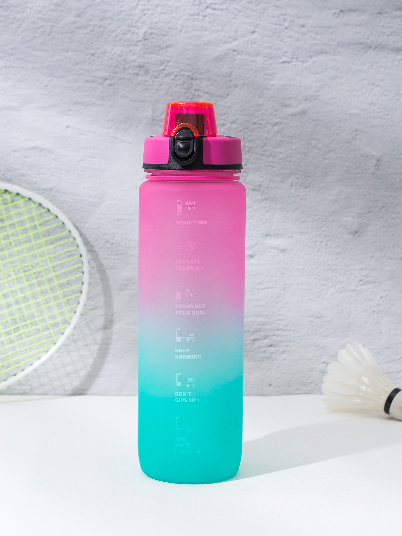 New fashion small mouth straight drink gradient change bouncing cover with rope sports portable colorful space straight drink plastic cup large capacity thumbnail