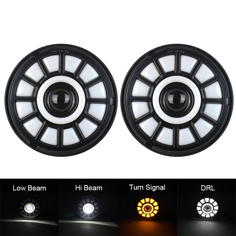 Electric Car Motorcycle Headlights Large Field Of View Horseman Round Lights Car Led Work Lights Off-Road Vehicle Front Headlights Modified Front Bumper Lights Engineering Car Overhead Lights Automotive Supplies Automotive Supplies Automotive Accessories
