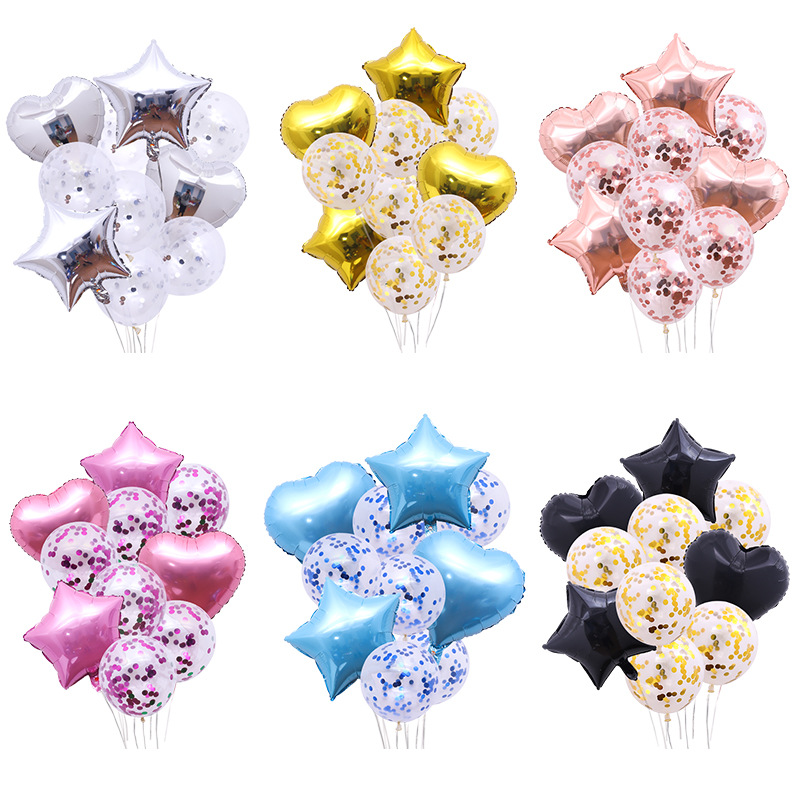 Amazon Hot 12-inch sequined balls, 18-inch five-pointed star heart-shaped aluminum film party birthday decoration balloons wholesale pic 1