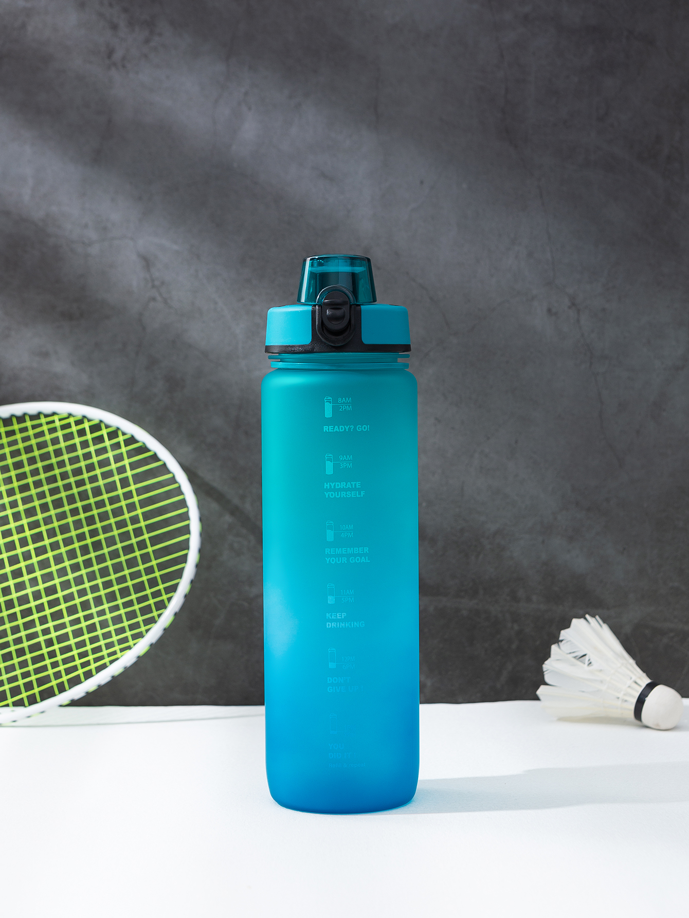New fashion small mouth straight drink gradual change color bouncing cover with rope sports portable colorful space straight drink plastic cup export foreign trade thumbnail