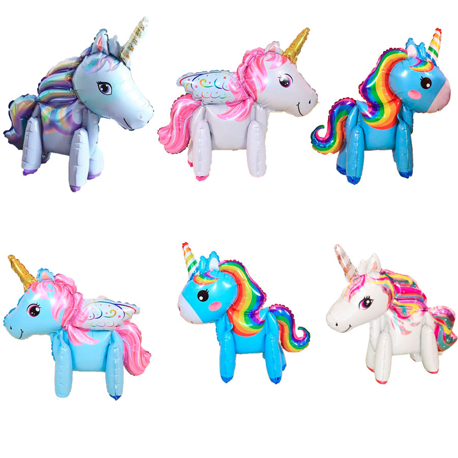 Assemble large Unicorn 3D rainbow wildebeest aluminum film balloons cartoon children's birthday party decorations decorate balloons