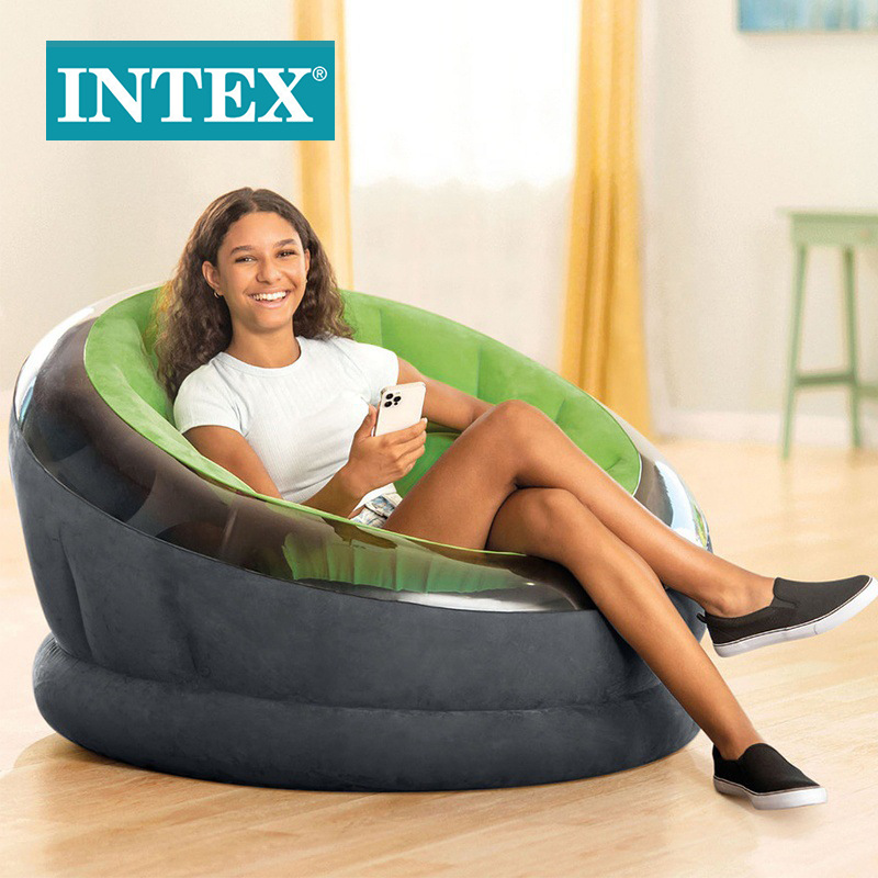INTEX68581绿色圆形单人充气沙发户外充气座椅创意懒人沙发批发详情图5
