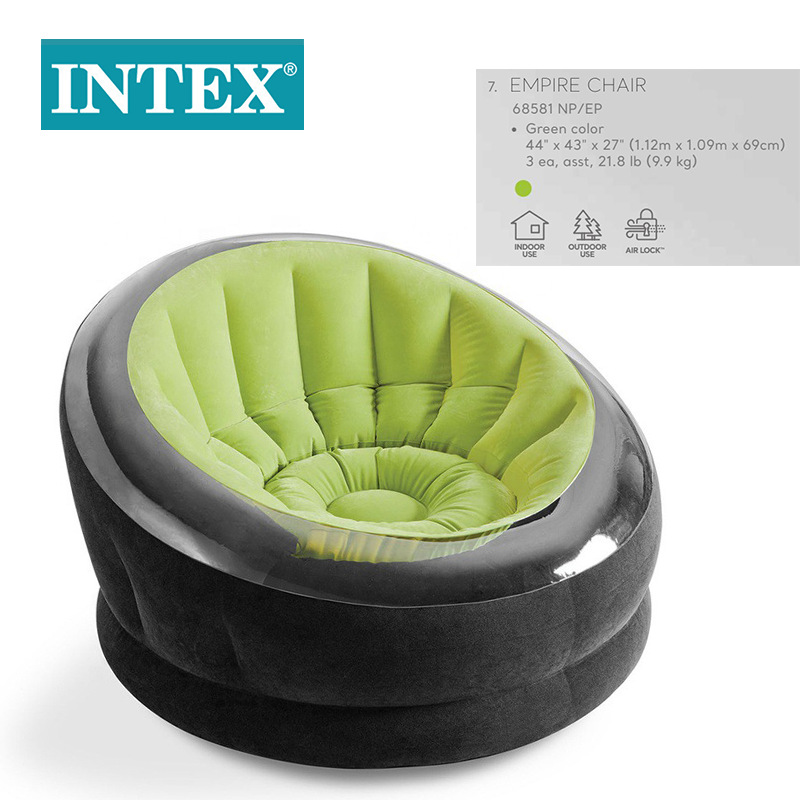 INTEX68581绿色圆形单人充气沙发户外充气座椅创意懒人沙发批发详情图2