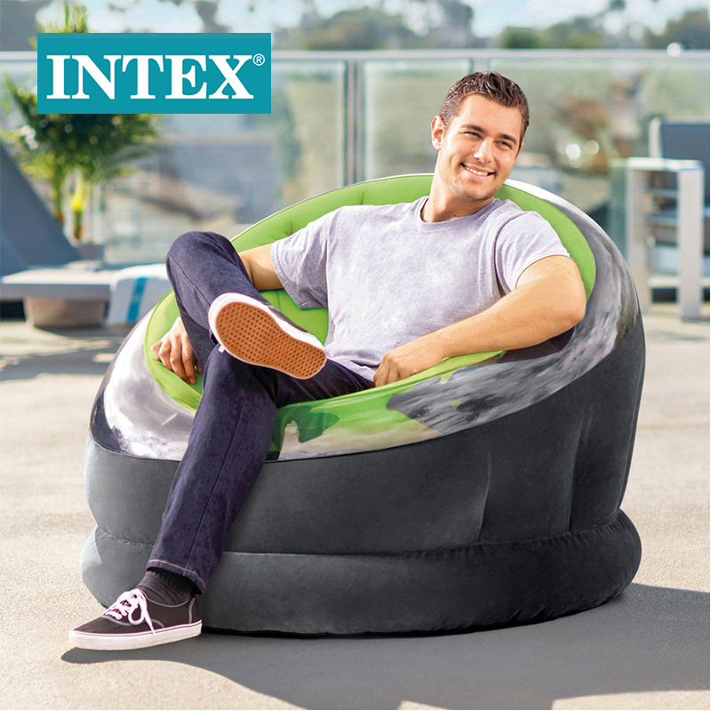 INTEX68581绿色圆形单人充气沙发户外充气座椅创意懒人沙发批发详情图3