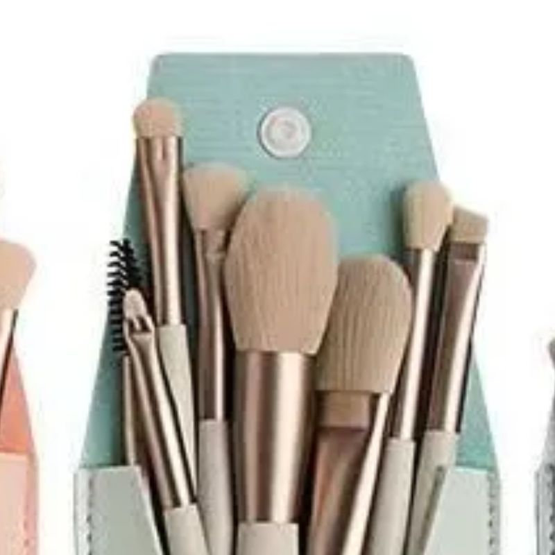 8 makeup brushes +PU brush bag, ins macaron color beginner soft bristle brush bag, makeup brushes mint green
