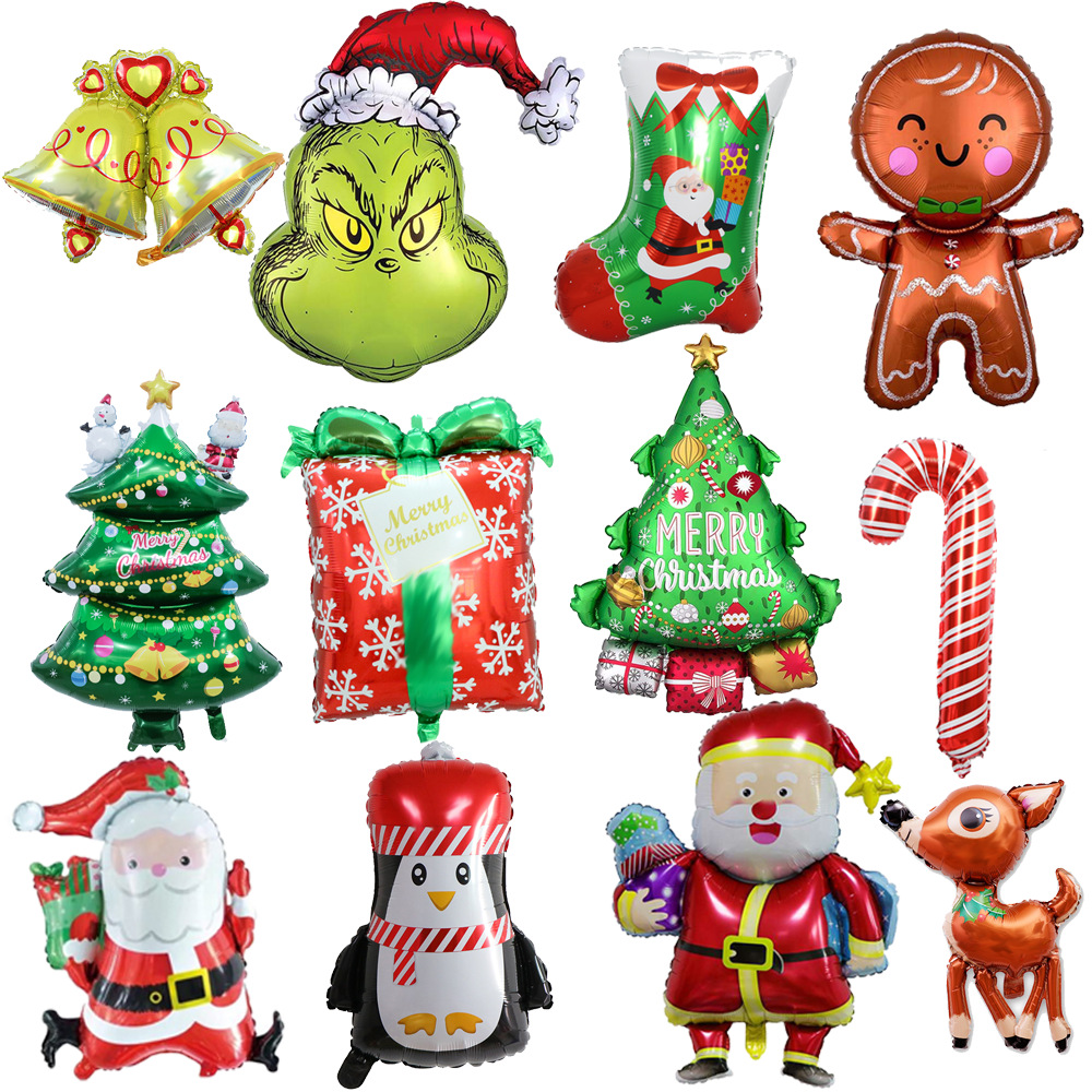 Christmas aluminum film balloons Christmas party decoration Santa Claus cartoon gift old man Christmas tree balloons