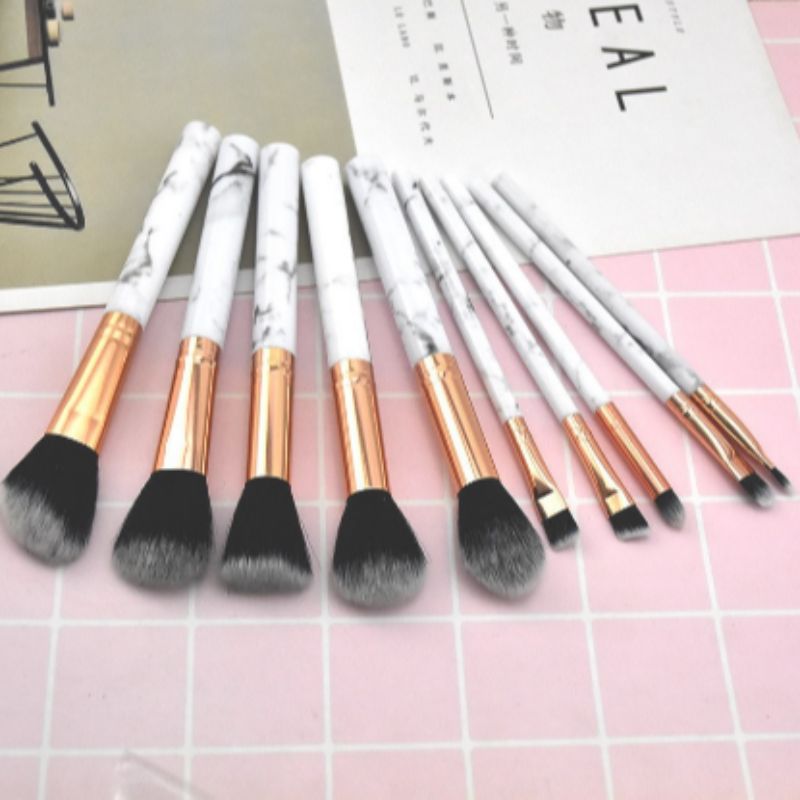 Factory direct sales of high-end series makeup brush sets and makeup tools in marble black Specification image