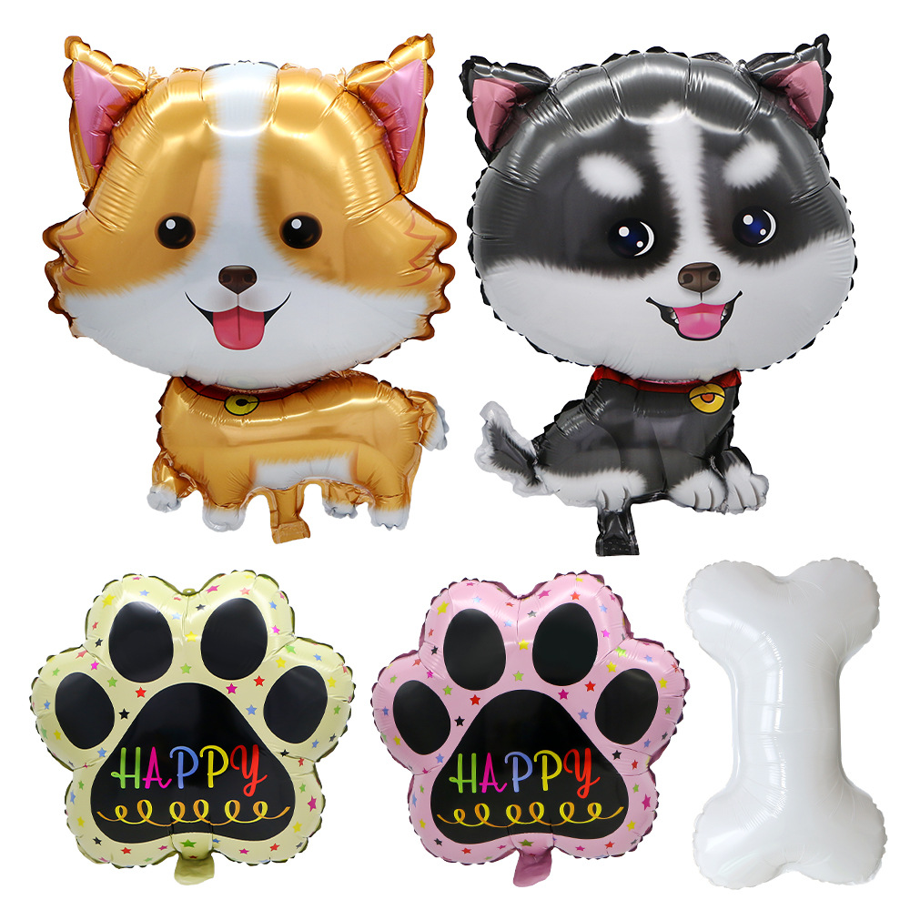 New Husky Corgi palm print aluminum film balloon pet dog party birthday decoration aluminum foil balloon wholesale