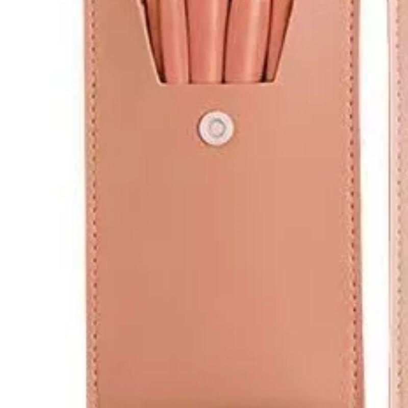 8 makeup brushes +PU brush bag, ins macaron color beginner soft bristle brush bag, makeup brushes coral red details Picture