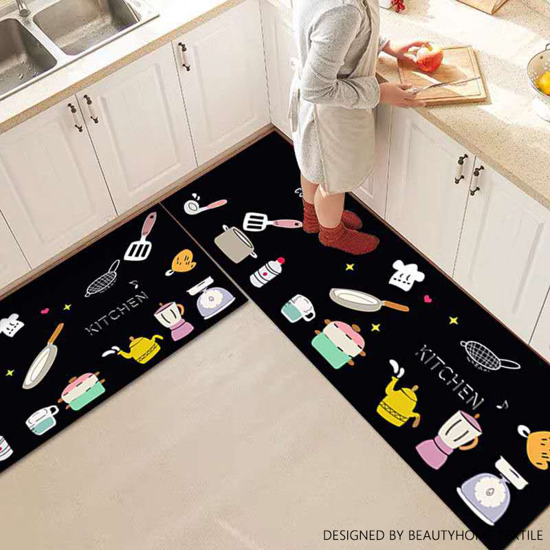 IBH3D printed crystal velvet non-slip household living room mat kitchen mat bathroom toilet doorway rug carpet thumbnail
