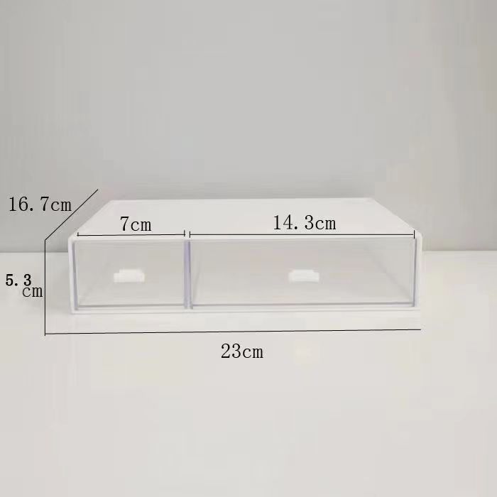 一格/两格/三格桌面收纳盒文具化妆品抽屉式首饰透明收纳柜ins防尘学生杂物整理详情1