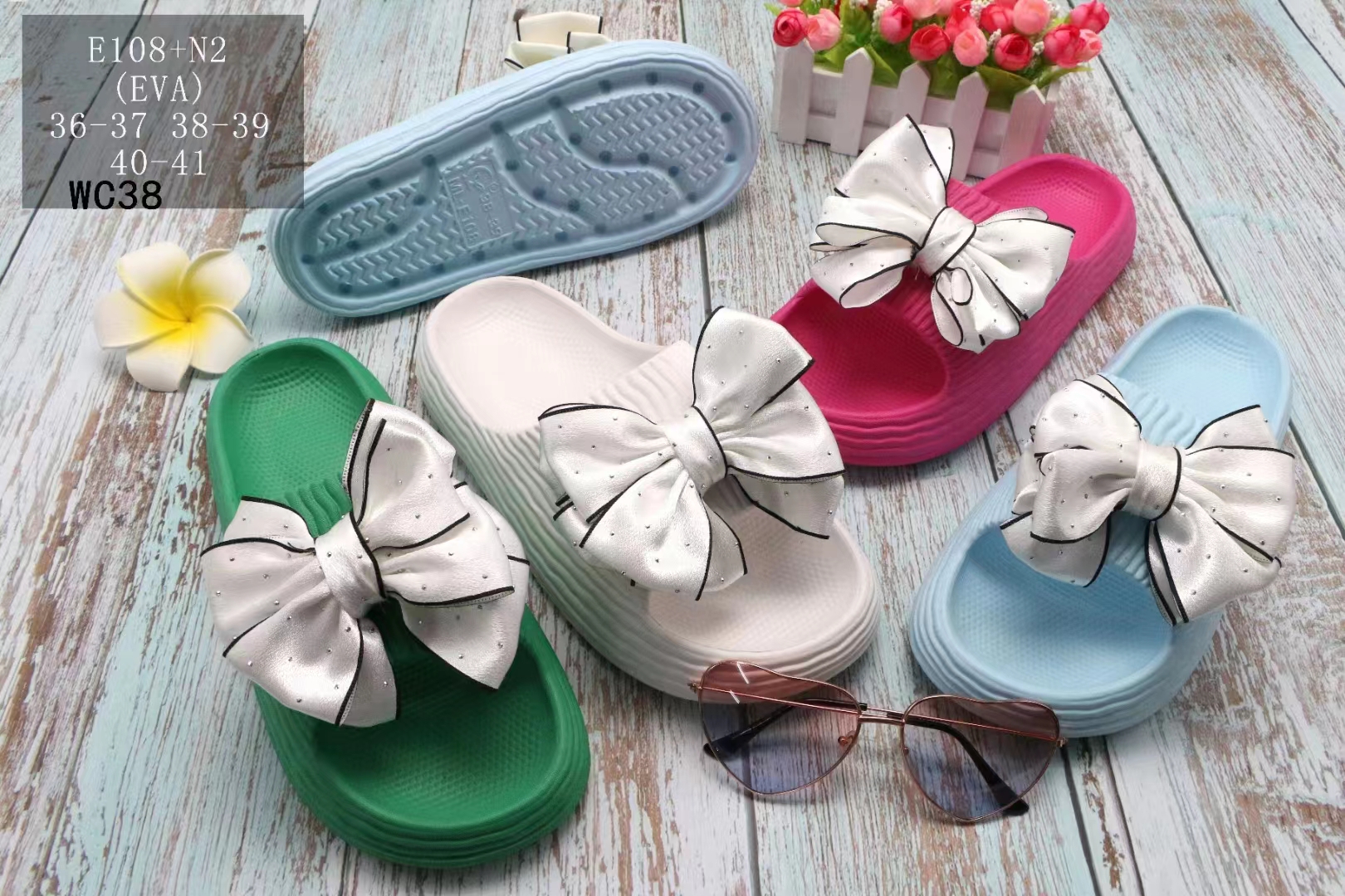 Step on the shit-feeling slippers soft sole slippers female summer slippers new bow all match casual pregnant women sandals