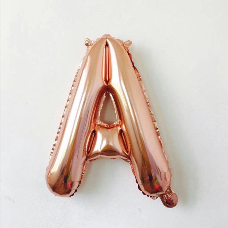 16寸玫瑰金铝箔字母气球生日派对婚庆玫瑰金铝膜英文字母数字气球详情3