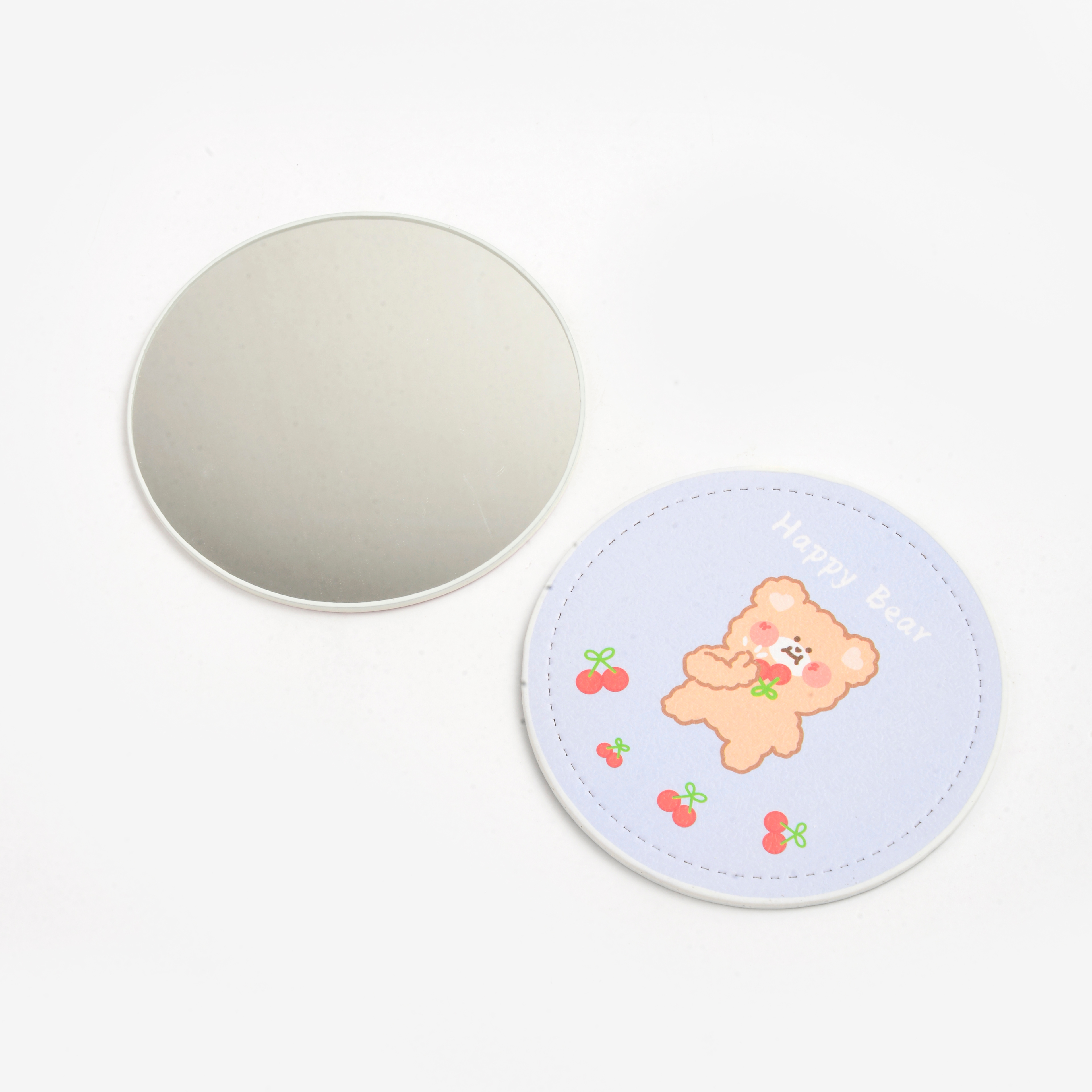 Double-Sided Folding Makeup Mirror Small Fresh Pu Vanity Mirror Hand Mirror Fill Light Mirror Small Round Mirror details Picture