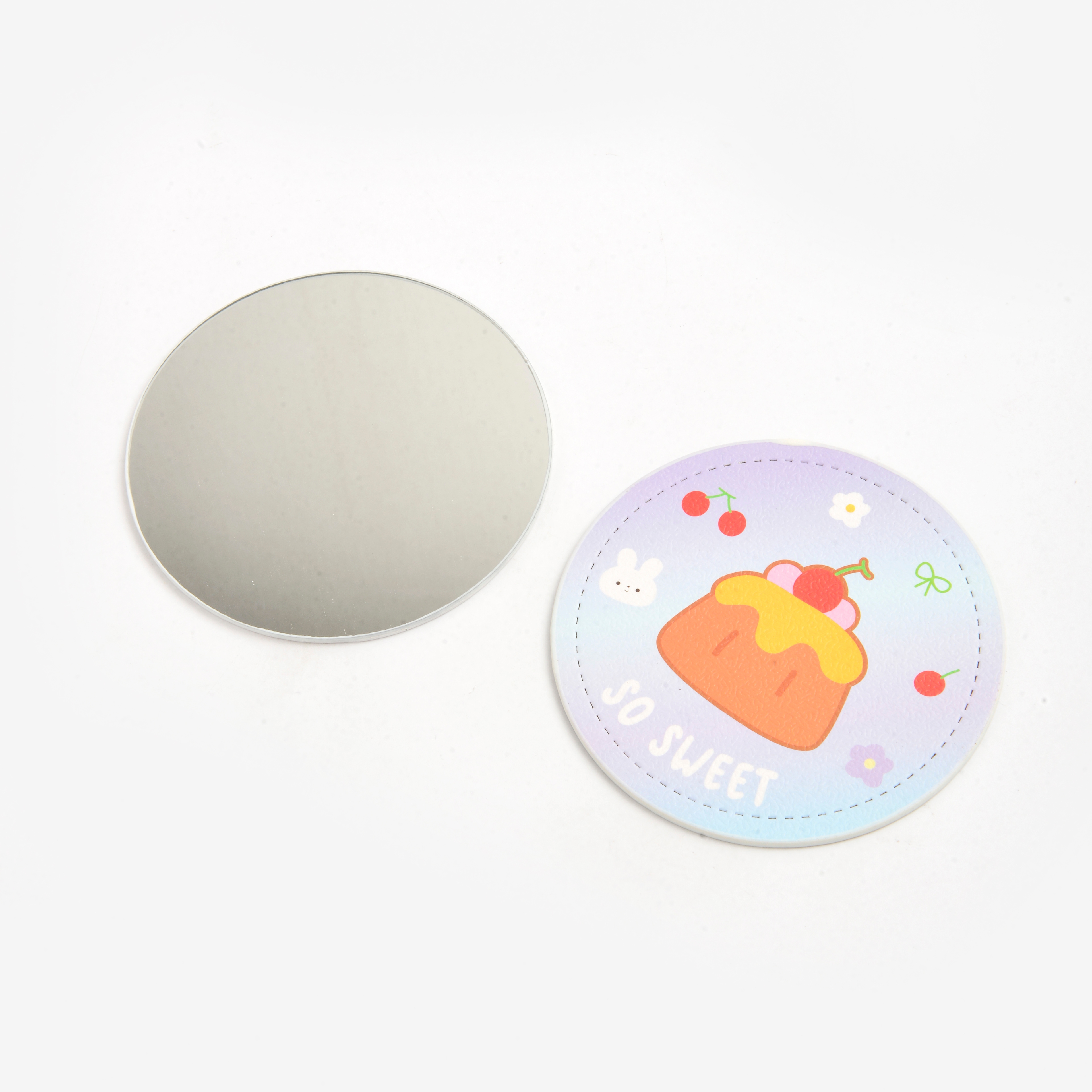 Double-Sided Folding Makeup Mirror Small Fresh Pu Vanity Mirror Hand Mirror Fill Light Mirror Small Round Mirror Application Scenario