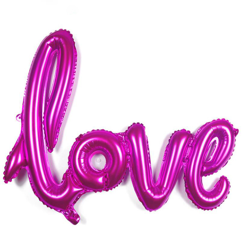 Handwritten Simplified Love One-Piece Balloon Wedding Wedding Decoration Aluminum Film Balloon Valentine's Day Love Balloon Application Scenario