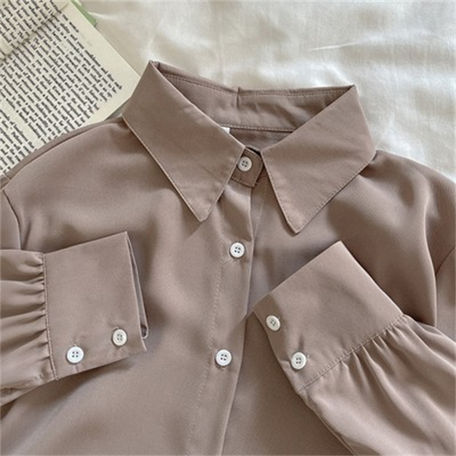 Shirt Female Autumn And Winter Design Sense Niche Fold Wear Shirt Senior Sense Coat 2022 New Autumn 2022 New Women's Fashion Casual Long-Sleeved Shirt 1 Specification drawing
