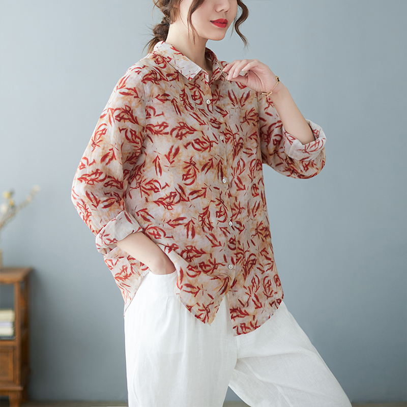 Literary Cotton Linen Long Sleeve Shirt Spring Summer Sun Protection Cardigan Shirt 7