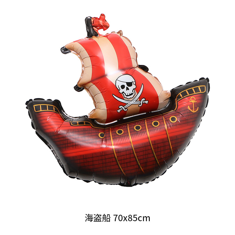 Amazon Pirate Ship Shark Aluminum Film Balloon Pirate Birthday Party Decoration Layout Foil Balloon Wholesale Application Scenario