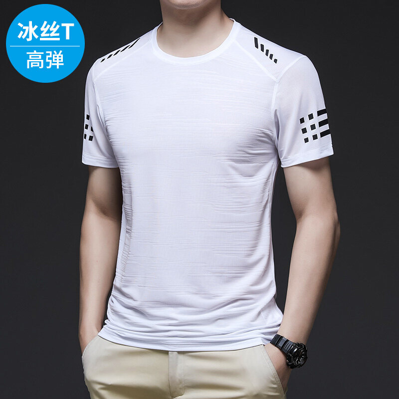 2022 Autumn And Winter Fashion Trend Hot Drill Half Sleeve T-Shirt Short Sleeve Round Neck Shirt Long Sleeve Shirt Base Shirt Men's Long Summer Ice Silk Short Sleeve T-Shirt Men's Quick Drying Casual Thin Fashion Loose Ventilated Sports Elastic Fitness Clothes details Picture