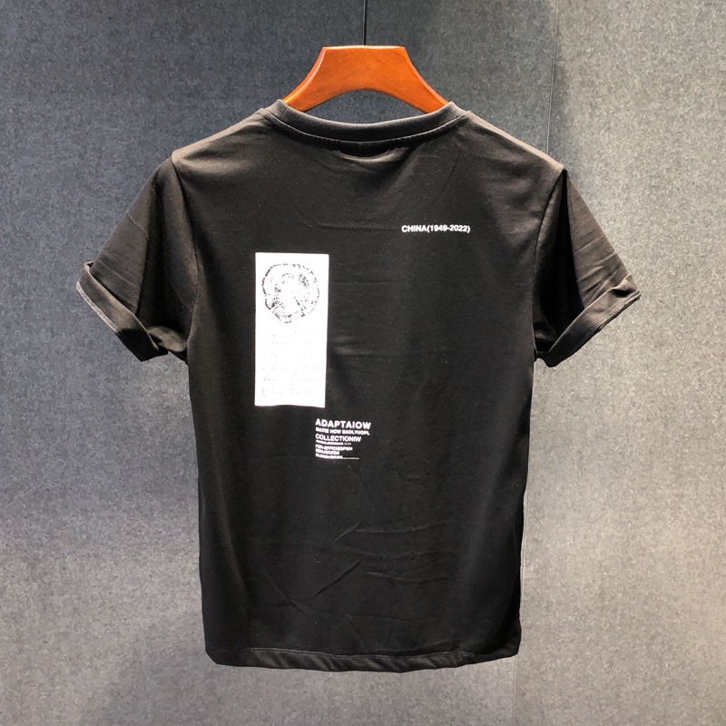 Autumn And Winter 2022 Fashion Trend Hot Drill Half Sleeve T-Shirt Short Sleeve Round Neck Shirt Long Sleeve Shirt Base Shirt Men Long 2022 Summer Short Sleeve T-Shirt Men Korean Trend Slim Cotton Top Round Neck Casual Ins Trend