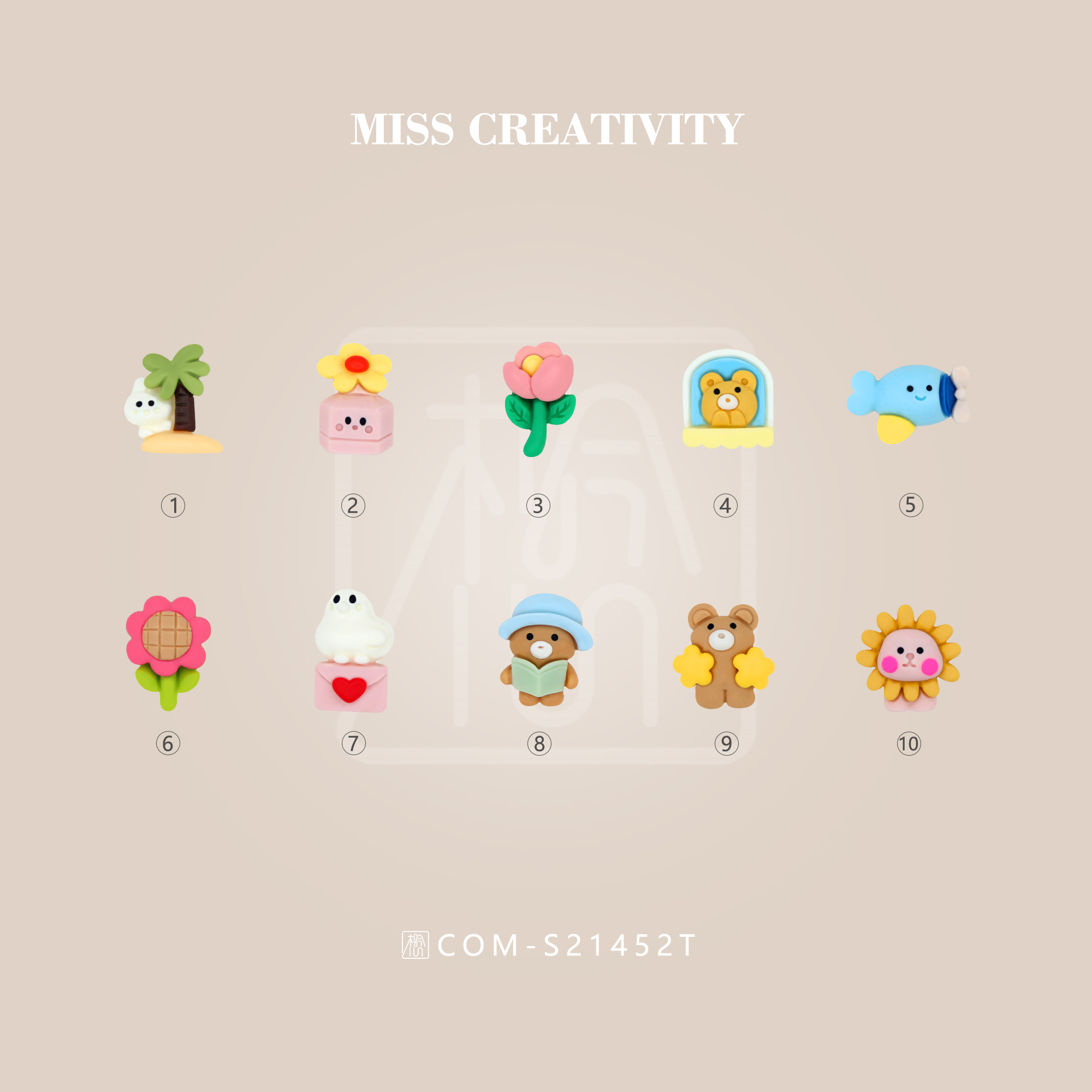Miss Creative Beach Coconut tree Rabbit resin Craft accessories Handmade DIY Refrigerator sticker Nail clothing accessories Headpiece stud appliedPatch accessories 21452