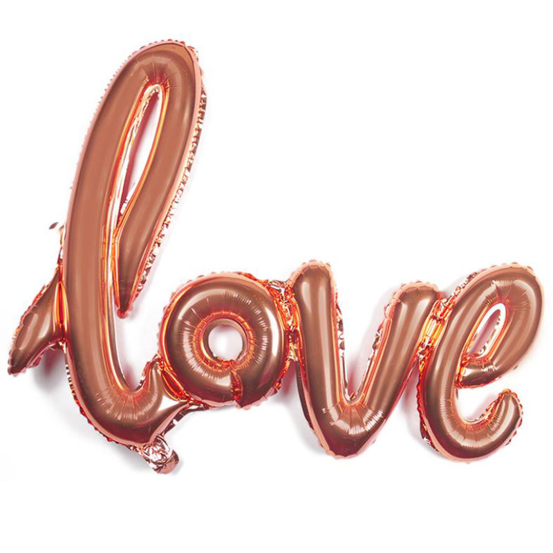 Handwritten Simplified Love One-Piece Balloon Wedding Wedding Decoration Aluminum Film Balloon Valentine's Day Love Balloon details Picture
