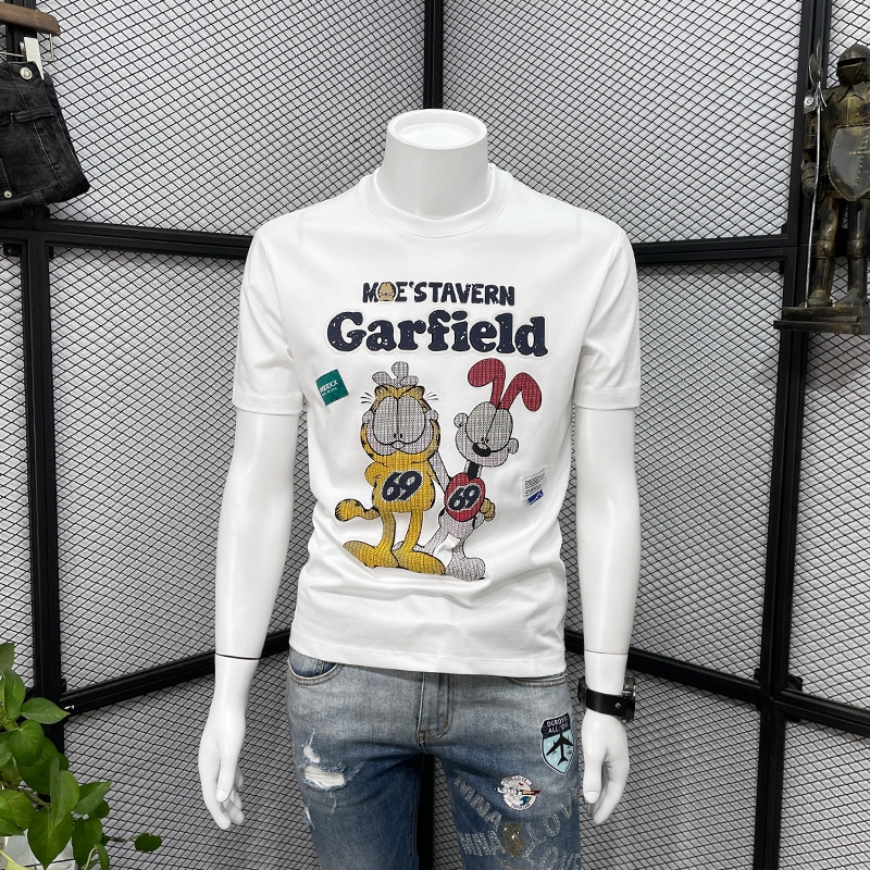 2022 Autumn/Winter Fashion Trend Hot Drill Half Sleeve T-Shirt Short Sleeve Round Neck Shirt Long Sleeve Shirt Base Shirt Men Long Sleeve 2