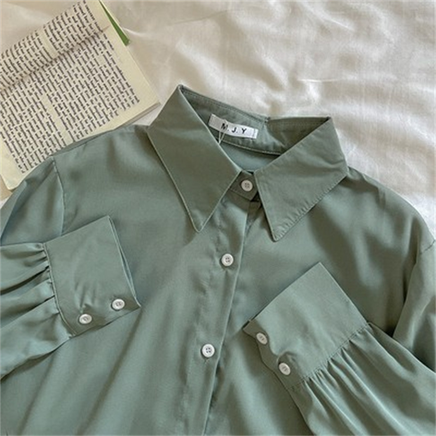 Shirt Female Autumn And Winter Design Sense Niche Fold Wear Shirt Senior Sense Coat 2022 New Autumn 2022 New Women's Fashion Casual Long-Sleeved Shirt 1 details Picture