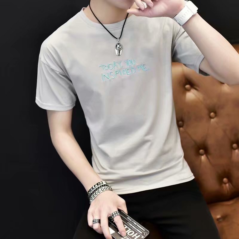 2022 Autumn And Winter Fashion Trend Hot Drill Half Sleeve T-Shirt Short Sleeve Round Neck Shirt Long Sleeve Shirt Base Shirt Men's Long Summer Men's Large Size Short Sleeve T-Shirt 10 Yuan Work Half Sleeve Shirt 9 9 Youth Work Clothes