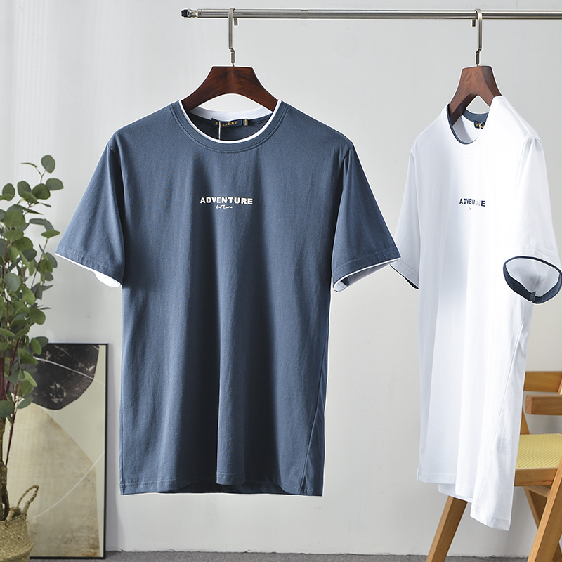 2022 Autumn/Winter Fashion Trend Hot Drill Half Sleeve T-Shirt Short Sleeve Round Neck Shirt Long Sleeve Shirt Base Shirt Men's Long High Set Cold Cotton Fabric details Picture