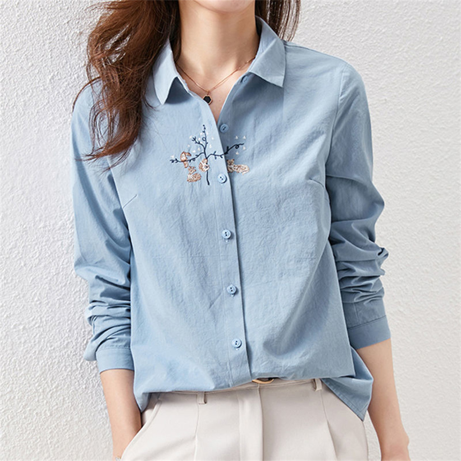 Shirt Female Autumn And Winter Design Sense Niche Fold Wear Shirt Senior Sense Coat 2022 New Autumn 2022 New Women's Fashion Casual Long-Sleeved Shirt 1
