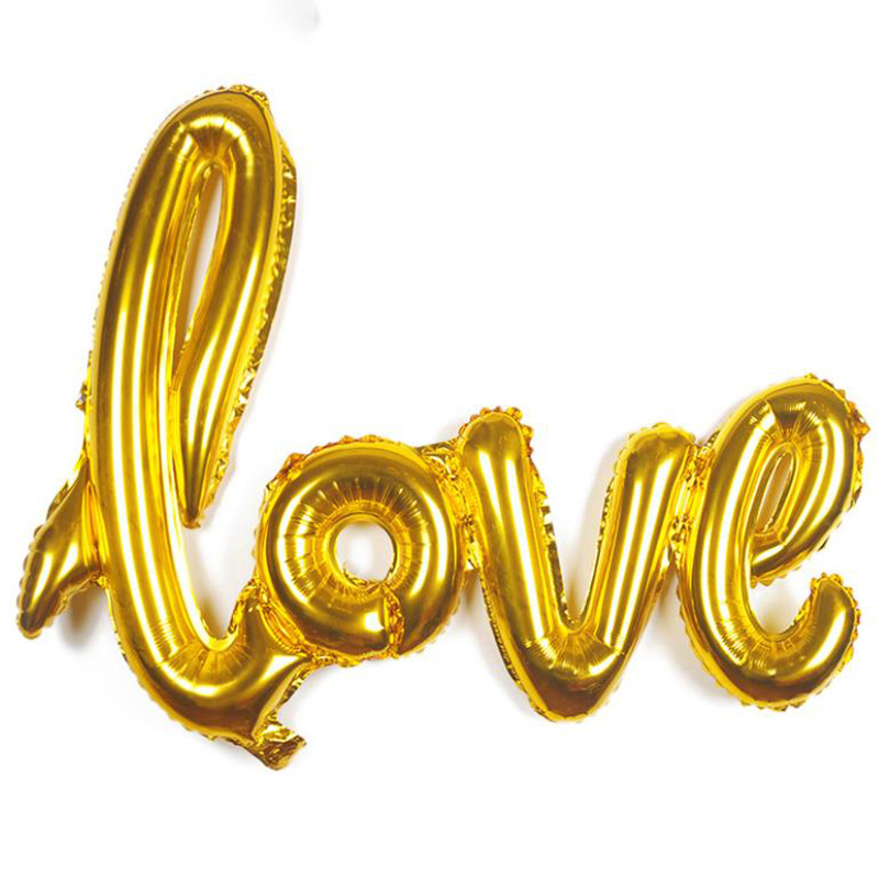 Handwritten Simplified Love One-Piece Balloon Wedding Wedding Decoration Aluminum Film Balloon Valentine's Day Love Balloon Specification drawing