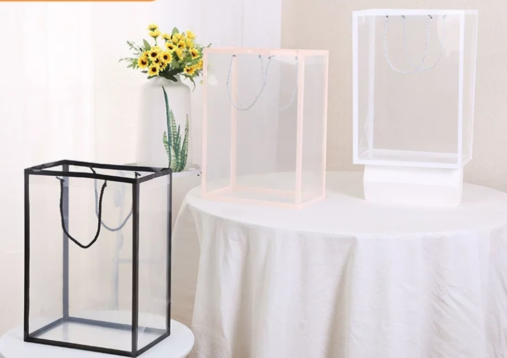 Spot pp transparent gift bag printed floral gift bag with a high sense of gift thumbnail