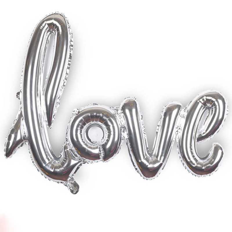 Handwritten Simplified Love One-Piece Balloon Wedding Wedding Decoration Aluminum Film Balloon Valentine's Day Love Balloon Item Picture