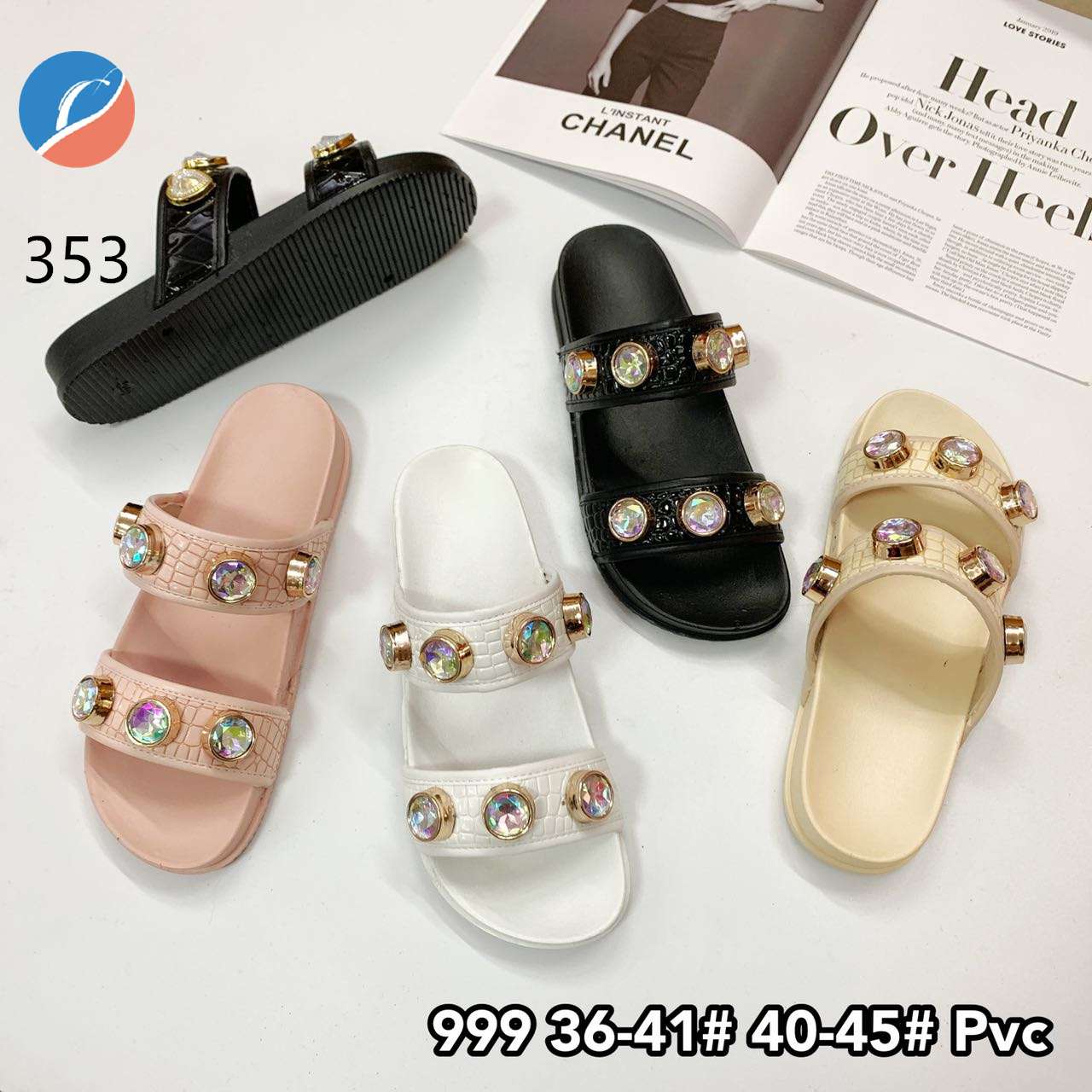 Platform sandals female summer wear with diamond two wear fashion casual network red Korean new nurse slippers 353