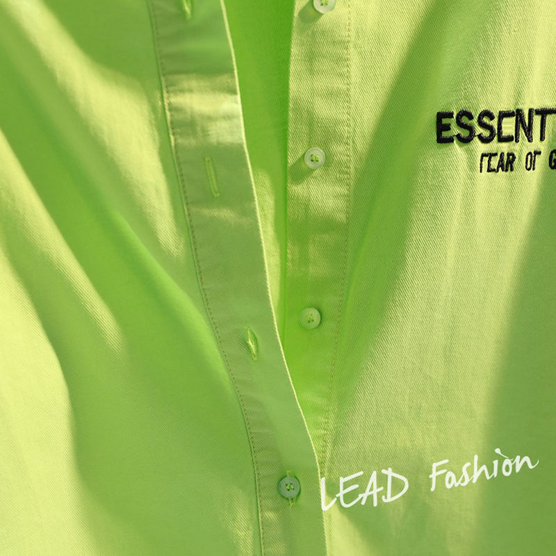 Shirt Women's Medium Long Coat Thin Cardigan Top 2022 Summer Fruit Green Letter Embroidered Shirt Small Shirt Women's 1 Specification drawing