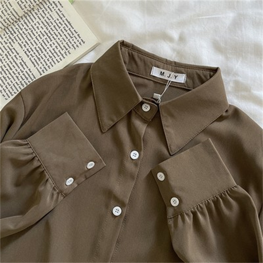 Shirt Female Autumn And Winter Design Sense Niche Fold Wear Shirt Senior Sense Coat 2022 New Autumn 2022 New Women's Fashion Casual Long-Sleeved Shirt 5 details Picture