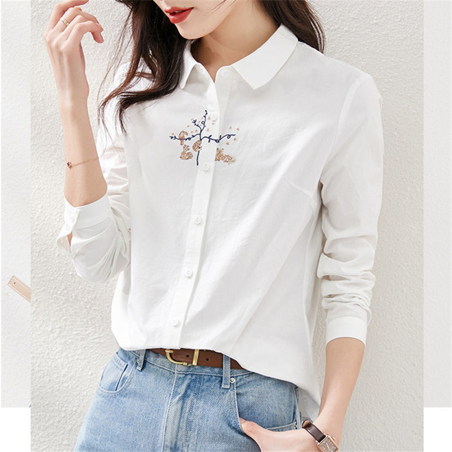 Shirt Female Autumn And Winter Design Sense Niche Fold Wear Shirt Senior Sense Coat 2022 New Autumn 2022 New Women's Fashion Casual Long-Sleeved Shirt 2