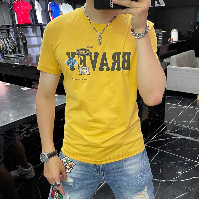 2022 Autumn And Winter Fashion Trend Hot Drill Half Sleeve T-Shirt Short Sleeve Round Neck Shirt Long Sleeve Shirt Base Shirt Men's Long Sleeve Short Sleeve T-Shirt Men's Summer Fashion Brand Europe Slim Half Sleeve 2022 New European Station Personality Men's Wear Specification drawing
