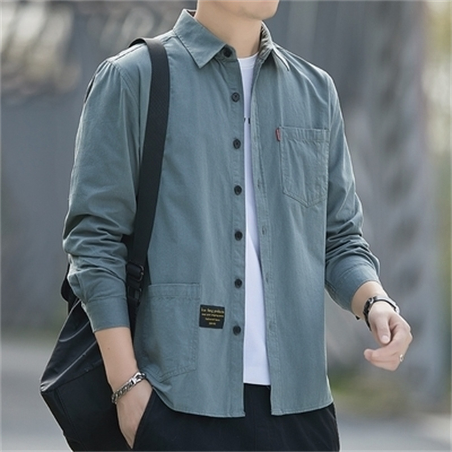 Spring Fashion Casual Long-Sleeved Shirt Out Of The Cabinet Men's Light Mature Thin Long Shirt Korean Version Slim Inch Coat Base 4