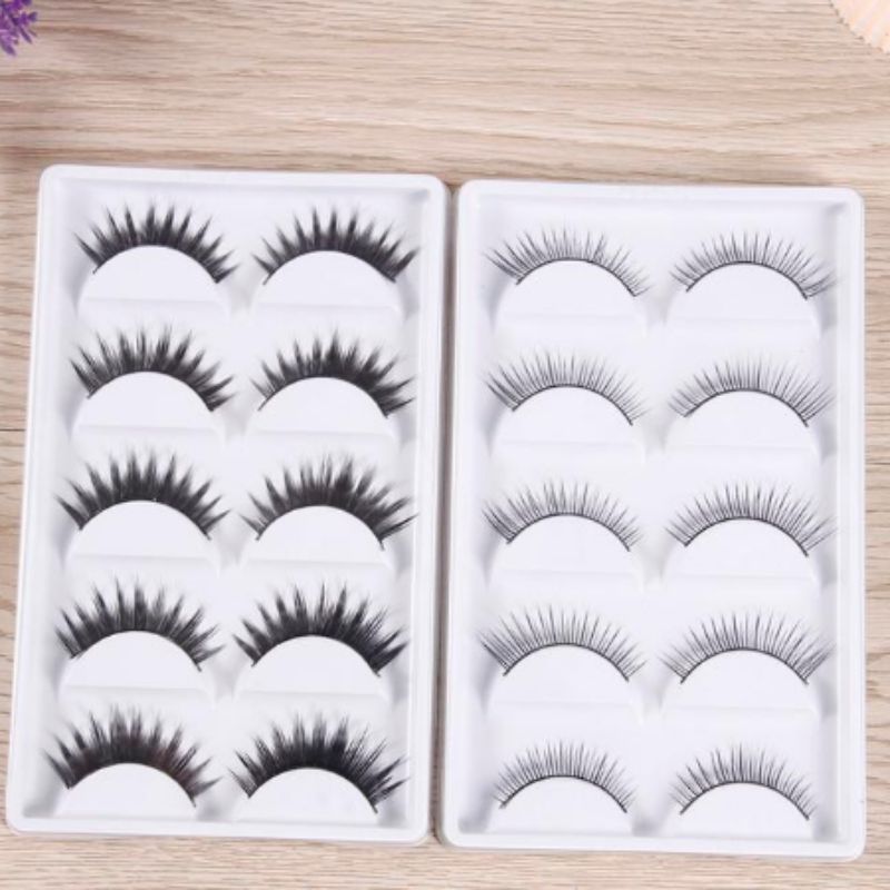 New false eyelash thick hanging card five-pair eyelash set, pure handcrafted natural long eyelashes Specification image