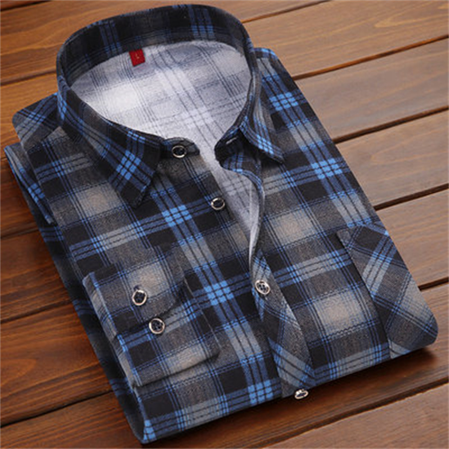 Autumn Long Sleeve Shirt Casual Plaid Oxford Floral Shirt Men's Slim Youth Pure Cotton Shirt Tide 23