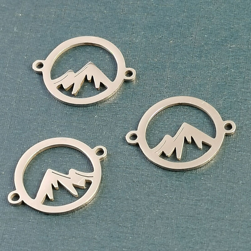 Titanium steel hollow mountain pendant women's fashion stainless steel accessories diy snow mountain mountain bracelet pendant