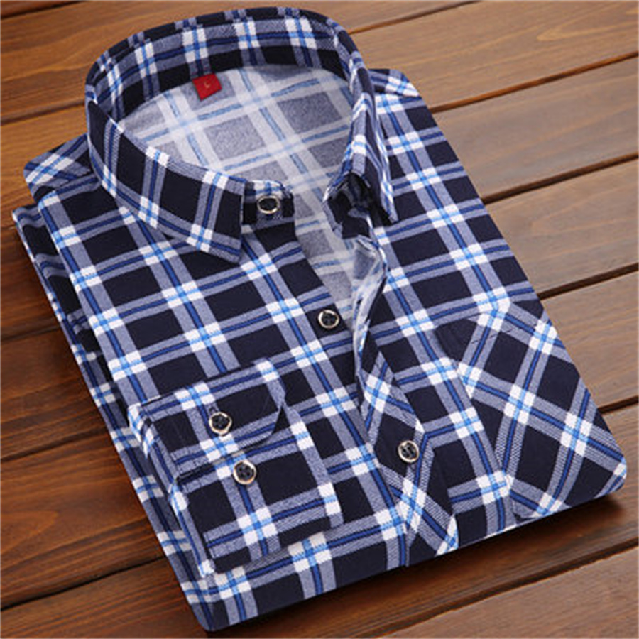 Autumn Long Sleeve Shirt Casual Plaid Oxford Floral Shirt Men's Slim Youth Cotton Shirt Tide 25